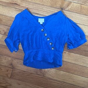 Anthropologie Royal Blue Button-Down Blouse